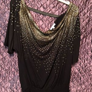 Gold sequined black shirt